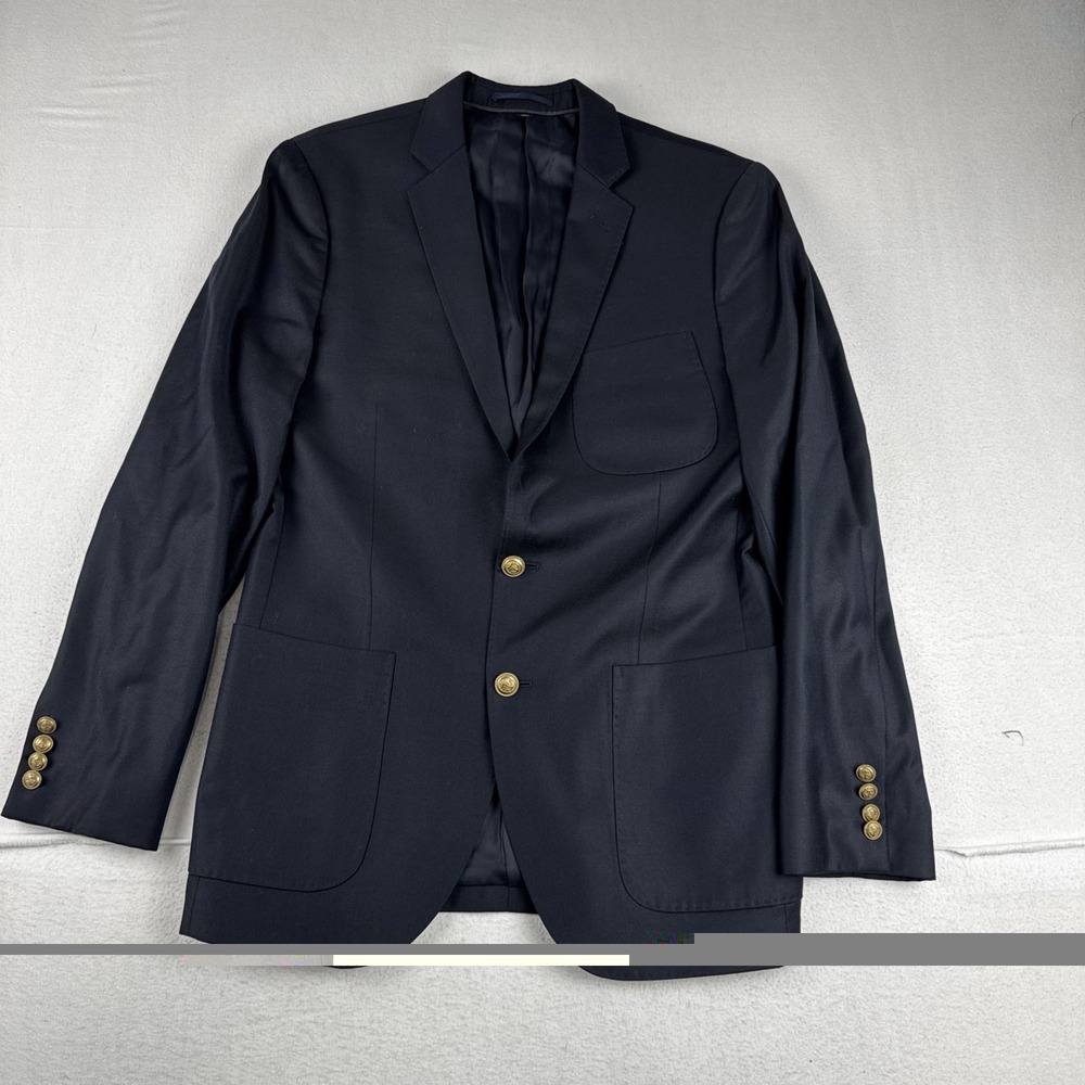 J Crew Ludlow Loro Piana Mens Dark Navy Blazer 38R Gold Buttons Classic READ